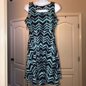Xhilaration Navy Blue & Teal Keyhole Dress